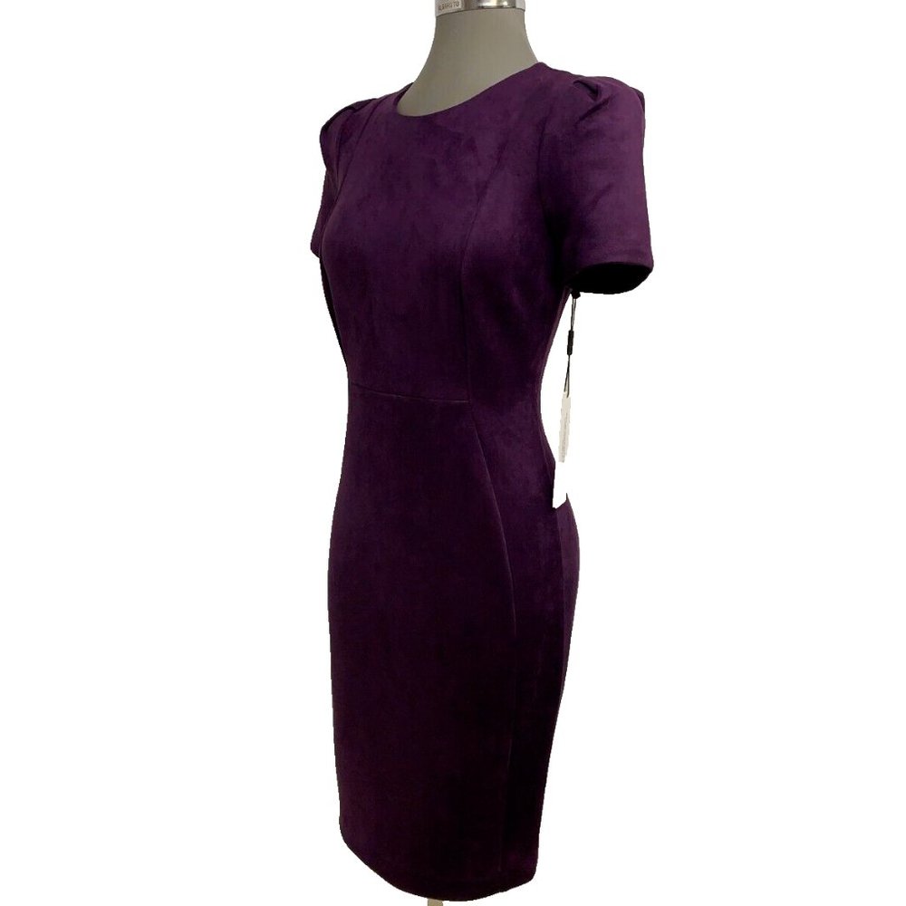 NEW CALVIN KLEIN PUFF SLEEVE PRINCESS SEAMED SHEATH DRESS